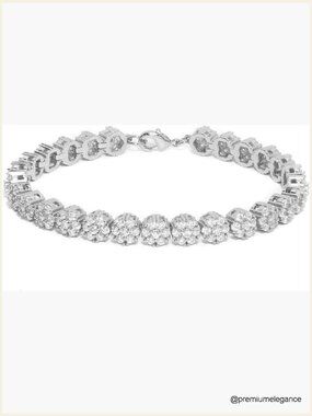 8mm Iced Out Cluster Tennis Bracelet, Cubic Zirconia, 7 Inches, Unisex Gift Box
